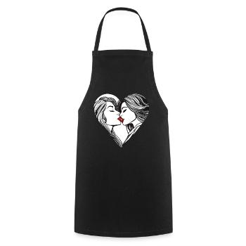 Girls in Love Heart - Cooking Apron - black - Front - AI Model Male 185 dark (185cm)