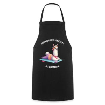 Lama Yoga - Equilibre et sérénité au quotidien - Tablier de cuisine - noir - Devant - AI Model Male 185 dark (185cm)