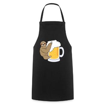Paresseux avec de la bière - Tablier de cuisine - noir - Devant - AI Model Male 185 dark (185cm)