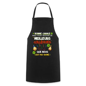 Collègues bonne chance. Meilleurs collègues - Tablier de cuisine - noir - Devant - AI Model Male 185 dark (185cm)