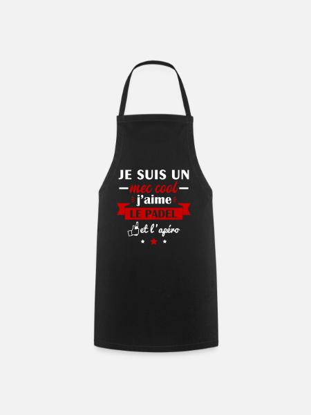 Mec cool padel, idée cadeau padeliste - Tablier de cuisine - noir