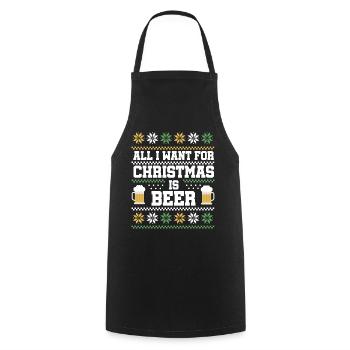 Christmas Saying Beer - Cooking Apron - black - Front - AI Model Male 185 dark (185cm)