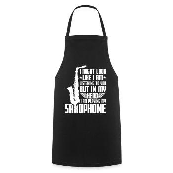 Spruch Saxophon lustig - Kochschürze - Schwarz - Vorne - AI Model Male 185 dark (185cm)