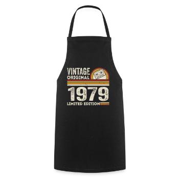 Vintage 1979 Cassette 1979 - 46th Anniversary 1979 - Cooking Apron - black - Front - AI Model Male 185 dark (185cm)