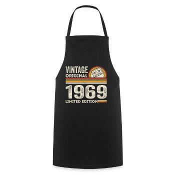 Vintage 1969 Cassette 1969 - 56th Anniversary 1969 - Cooking Apron - black - Front - AI Model Male 185 dark (185cm)