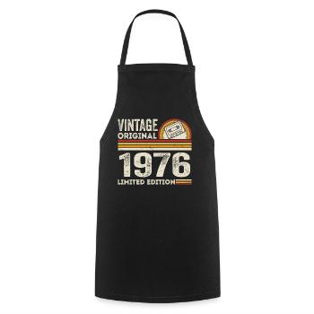 Vintage 1976 Cassette 1976 - 49th Anniversary 1976 - Cooking Apron - black - Front - AI Model Male 185 dark (185cm)