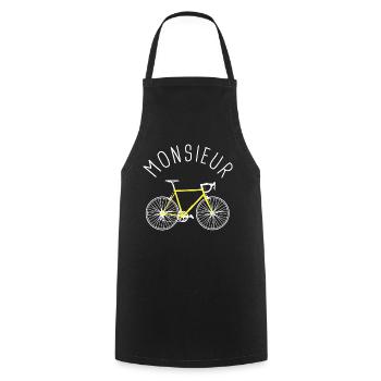 monsieur vélo Cadeau humour personnalisé cycliste - Tablier de cuisine - noir - Devant - AI Model Male 185 dark (185cm)