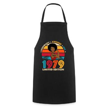 1979 Anniversary Woman Afro Limited Edition - Kochschürze - Schwarz - Vorne - AI Model Male 185 dark (185cm)