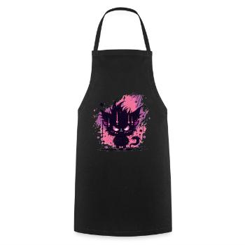 Niedliche Dämonenkatze - Ästhetische Anime Katze - Kochschürze - Schwarz - Vorne - AI Model Male 185 dark (185cm)