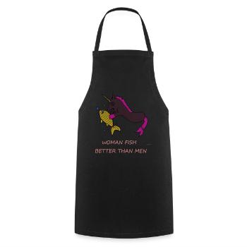 Einhorn Fisch Spruch Lustig - Kochschürze - Schwarz - Vorne - AI Model Male 185 dark (185cm)