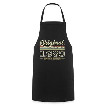 Novembre 1980 - Cadeau Anniversaire Novembre 1980 - Tablier de cuisine - noir - Devant - AI Model Male 185 dark (185cm)