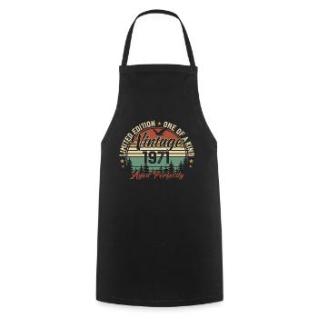 Vintage 1971 Rétro 1971 Cadeau D'anniversaire 1971 - Tablier de cuisine - noir - Devant - AI Model Male 185 dark (185cm)