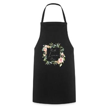 Faith Love Hope fleurs - Tablier de cuisine - noir - Devant - AI Model Male 185 dark (185cm)