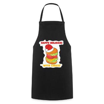 Joyeuses fêtes avec cheese burger - Tablier de cuisine - noir - Devant - AI Model Male 185 dark (185cm)