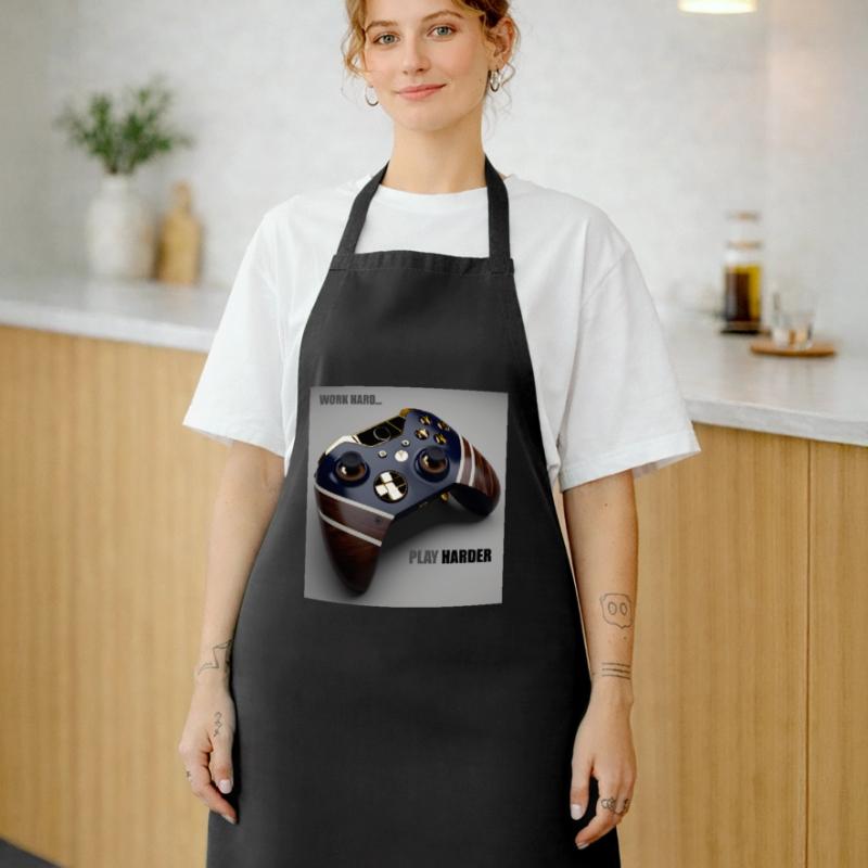 Game Controller Work Hard Gift Cooking Apron