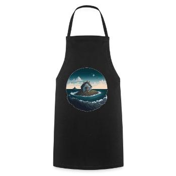 Maison solitaire sur une île balnéaire - Tablier de cuisine - noir - Devant - AI Model Male 185 dark (185cm)