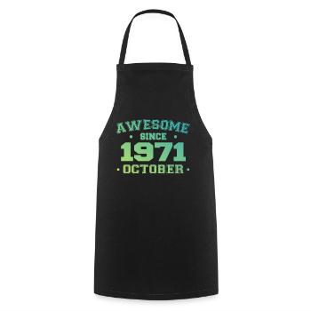 Octobre 1971 - Cadeau Anniversaire Octobre 1971 - Tablier de cuisine - noir - Devant - AI Model Male 185 dark (185cm)