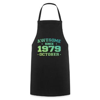 Octobre 1979 - Cadeau Anniversaire Octobre 1979 - Tablier de cuisine - noir - Devant - AI Model Male 185 dark (185cm)