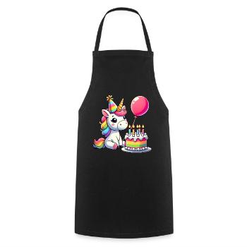 Unicorn Kid Celebrating Birthday - Kochschürze - Schwarz - Vorne - AI Model Male 185 dark (185cm)