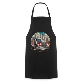 American Truck 18 Wheller Camion Gros Camion Camionnage - Tablier de cuisine - noir - Devant - AI Model Male 185 dark (185cm)