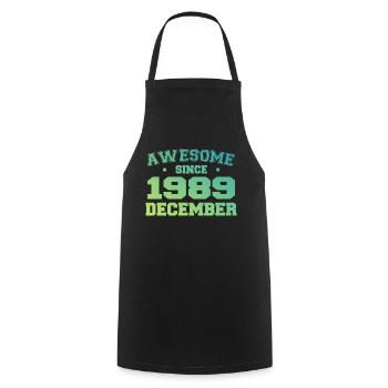 Anniversaire Décembre 1989 - Cadeau Decembre 1989 - Tablier de cuisine - noir - Devant - AI Model Male 185 dark (185cm)