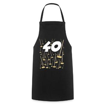 Anniversaire 40 ans 40 Balais humour homme femme - Tablier de cuisine - noir - Devant - AI Model Male 185 dark (185cm)