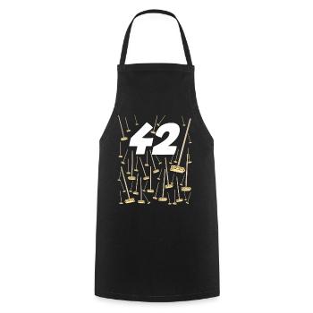 42 Brooms Birthday 46 years Man or Woman - Cooking Apron - black - Front - AI Model Male 185 dark (185cm)