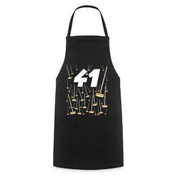 41 brooms humor birthday man or woman - Cooking Apron - black - Front - AI Model Male 185 dark (185cm)