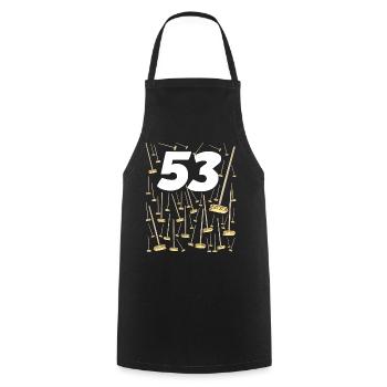 53 balais humour anniversaire marrant 53 ans - Tablier de cuisine - noir - Devant - AI Model Male 185 dark (185cm)
