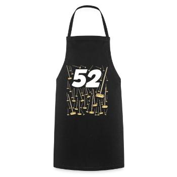 52 Balais anniversaire homme ou femme Humour - Tablier de cuisine - noir - Devant - AI Model Male 185 dark (185cm)