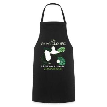 La Guadeloupe Ma Belle Histoire Citation - Tablier de cuisine - noir - Devant - AI Model Male 185 dark (185cm)