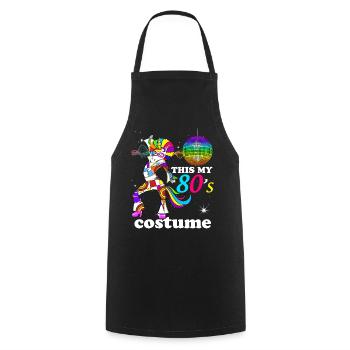 Outfit year 80 unicorn disco at the end of the night - Cooking Apron - black - Front - AI Model Male 185 dark (185cm)