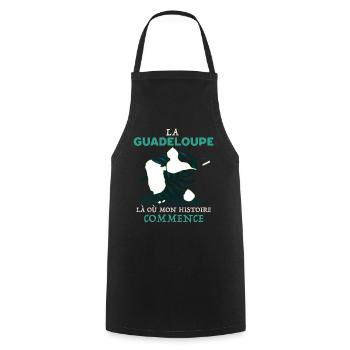 Guadeloupe Cadeau Homme Ou Femme Citation - Tablier de cuisine - noir - Devant - AI Model Male 185 dark (185cm)