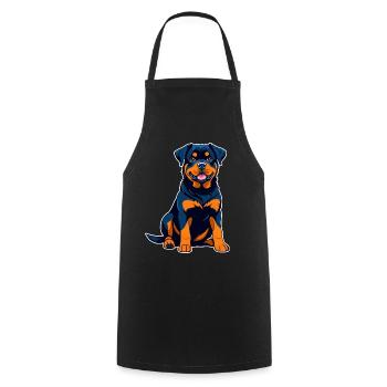 Cute Rottweiler in Comic Style - Cooking Apron - black - Front - AI Model Male 185 dark (185cm)