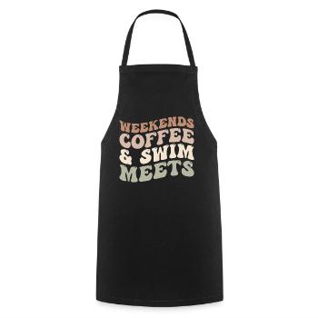 Weekends Coffee And Swim Meets - Coffee Lover - Tablier de cuisine - noir - Devant - AI Model Male 185 dark (185cm)