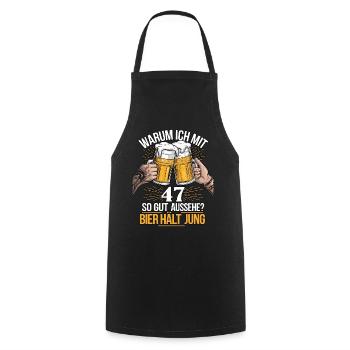 Warum Ich Mit 47 So Gut Aussehe? Bier Hält Jung - Kochschürze - Schwarz - Vorne - AI Model Male 185 dark (185cm)