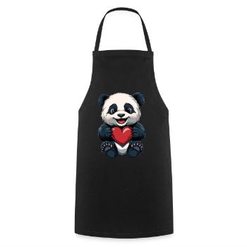 Niedlicher Panda mit Herz - Liebesdesign - Kochschürze - Schwarz - Vorne - AI Model Male 185 dark (185cm)