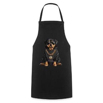 Cool Rottweiler in hip-hop style - Cooking Apron - black - Front - AI Model Male 185 dark (185cm)