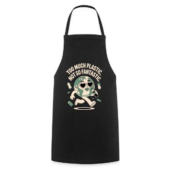 Too much plastic in the environment - Cooking Apron - black - Front - AI Model Male 185 dark (185cm)