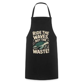 Waves instead of garbage - Cooking Apron - black - Front - AI Model Male 185 dark (185cm)
