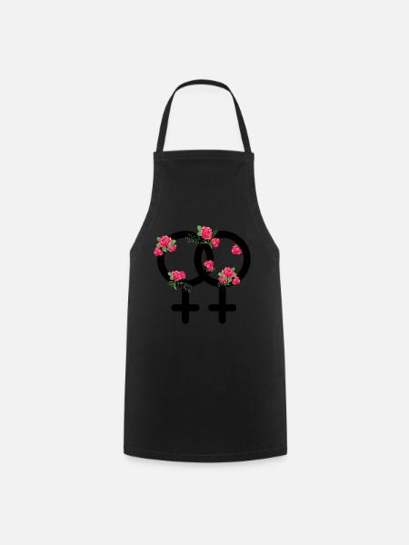 Lgbt roses lesbian pride lesbian gift idea - Cooking Apron - black