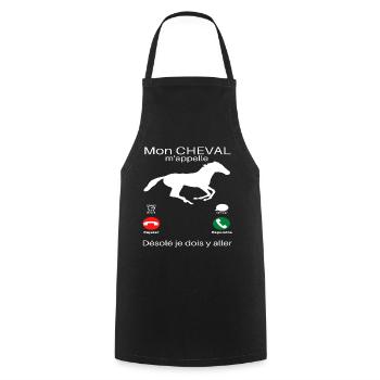 T shirt cheval mon cheval m'appelle humour cadeau. - Tablier de cuisine - noir - Devant - AI Model Male 185 dark (185cm)