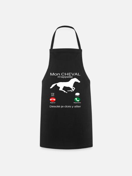 T shirt cheval mon cheval m'appelle humour cadeau. - Tablier de cuisine - noir