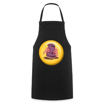 Pottery Sticker Icon Design - Cooking Apron - black - Front - AI Model Male 185 dark (185cm)