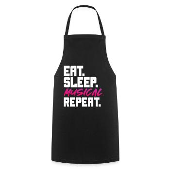 Eat Sleep Musical Repeat – Performing Theatre Life - Cooking Apron - black - Front - AI Model Male 185 dark (185cm)