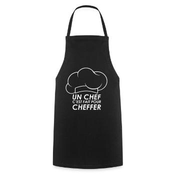 Un chef c'est fait pour cheffer - Tablier de cuisine - noir - Devant - AI Model Male 185 dark (185cm)