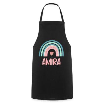 Amira Name Rainbow Baby - Cooking Apron - black - Front - AI Model Male 185 dark (185cm)