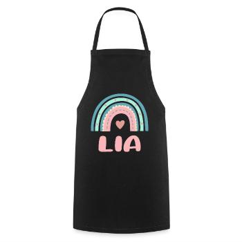 Lia Name Regenbogen Baby - Kochschürze - Schwarz - Vorne - AI Model Male 185 dark (185cm)