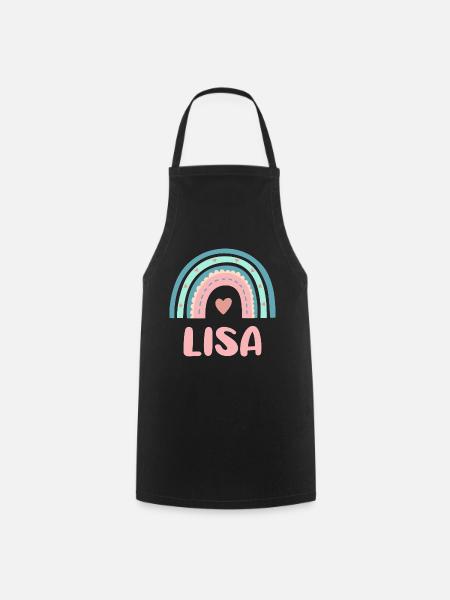 Lisa Name Regenbogen Baby - Kochschürze - Schwarz