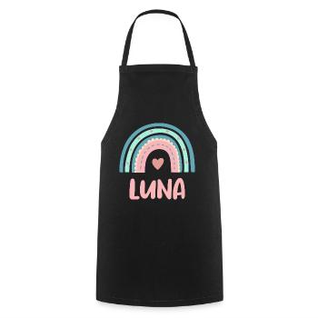 Luna Name Rainbow Baby - Cooking Apron - black - Front - AI Model Male 185 dark (185cm)